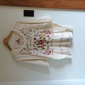 Johnny Was Oversized Embroidered T Shirt